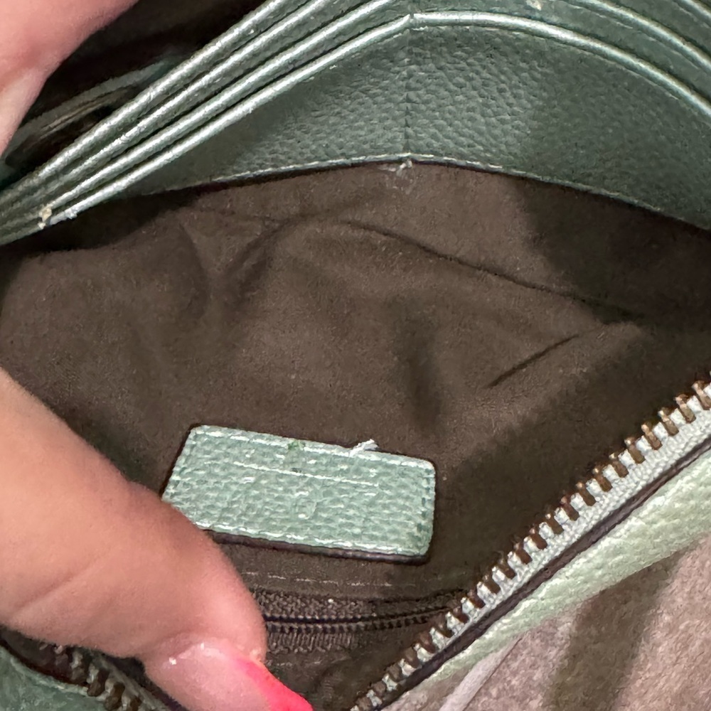 Joy Susan Green Clutch Wristlet with bronze Hardware - Picture 6 of 9